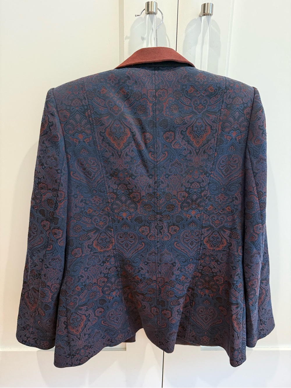 Kobi Halperin Navy Paisley Blazer with Brown Collar - Picture 3 of 3